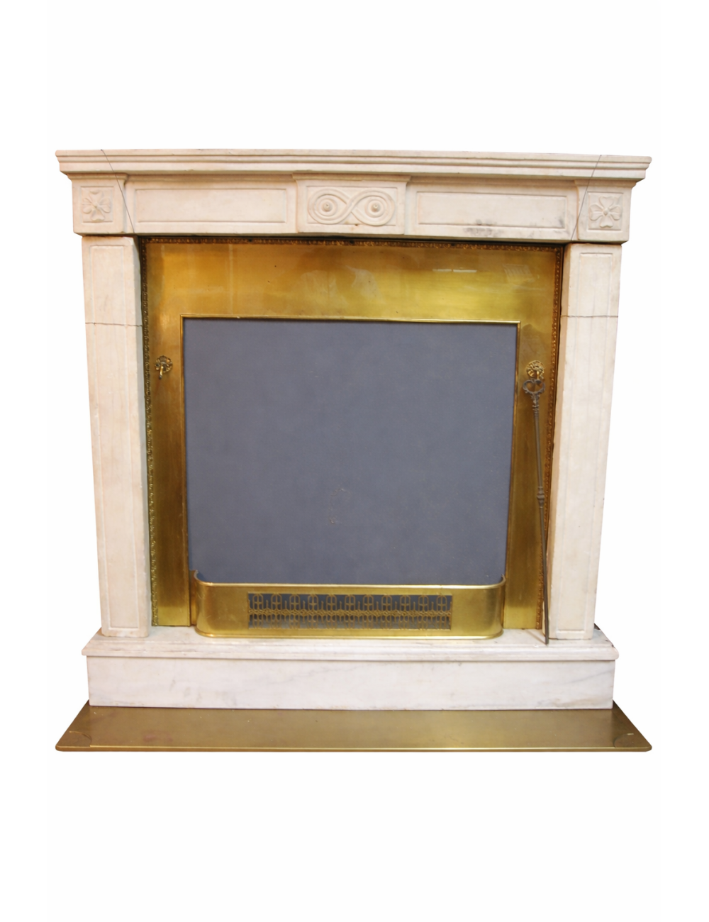 White marble + brass fireplace