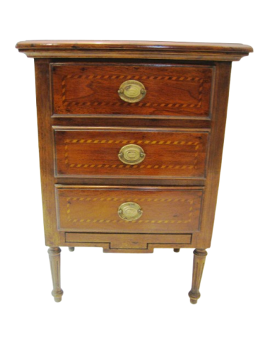 Walnut bedside table with filet 3 drawers inlaid modern