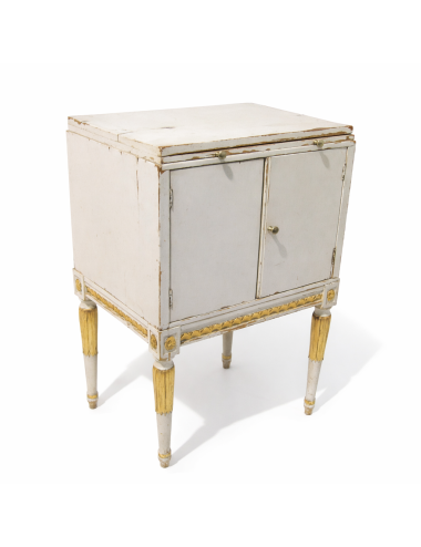Gold-white pickled bedside table with drawer