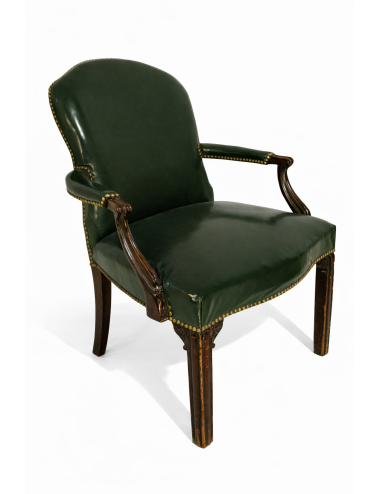 Green leather armchair