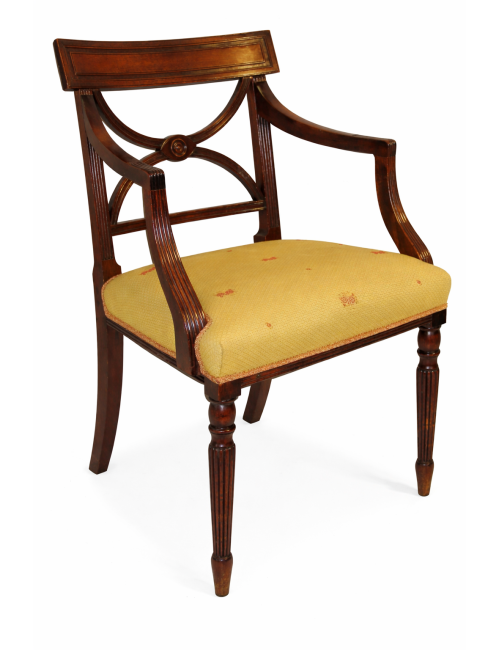 Poltrona di epoca Giorgio III in legno di mogano con sedile imbottito