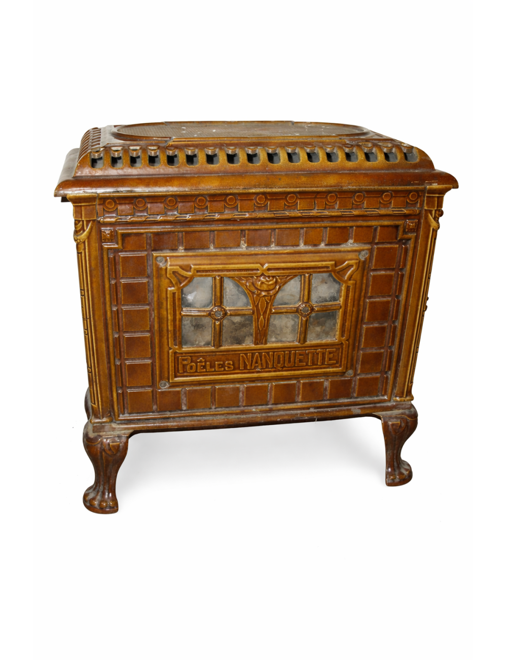 Brown cast iron stove