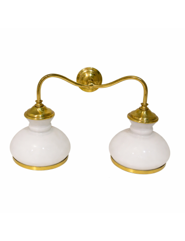 2 Brass wall sconces with opaline