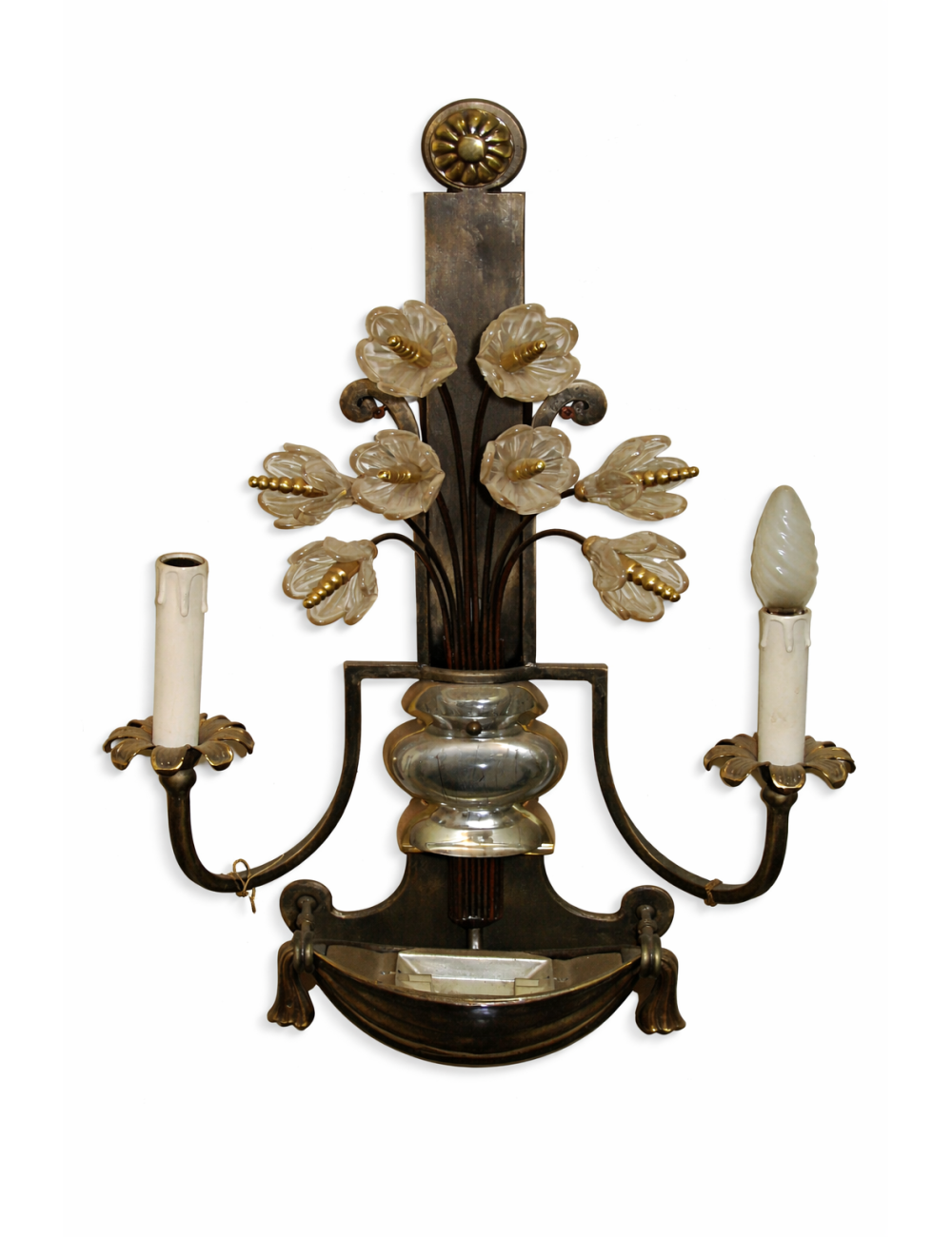 Modern iron/brass + crystal wall light