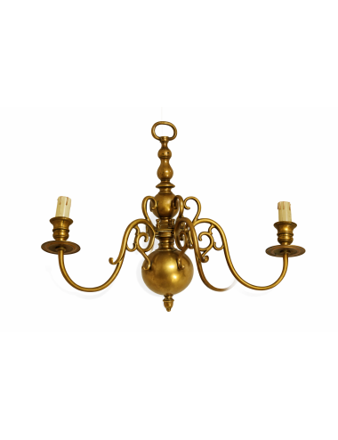 2 Dutch brass three-light wall sconces