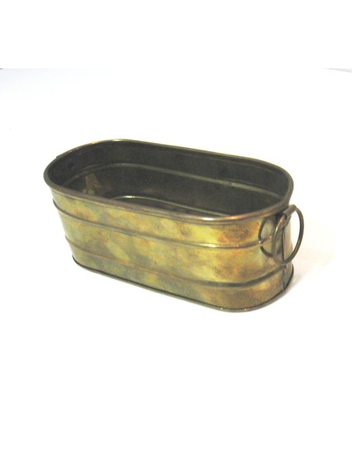 Small oval modern brass planter