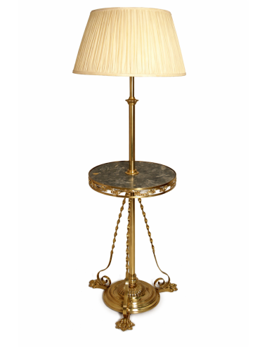 L 75 Brass floor lamp modern marble top to be repaired