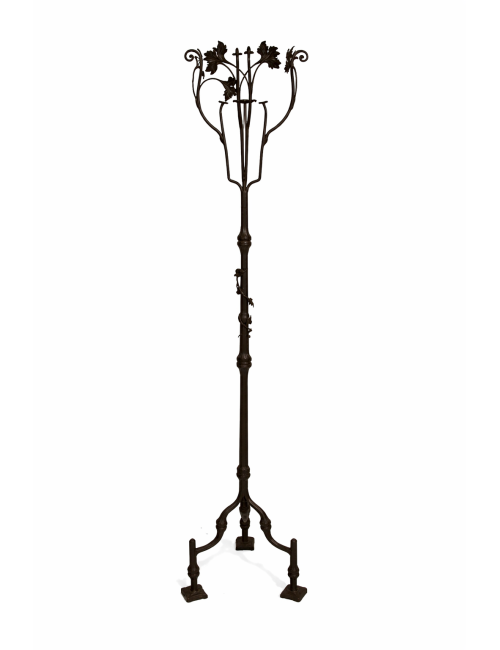 Non-electrified Art Nouveau iron floor lamp