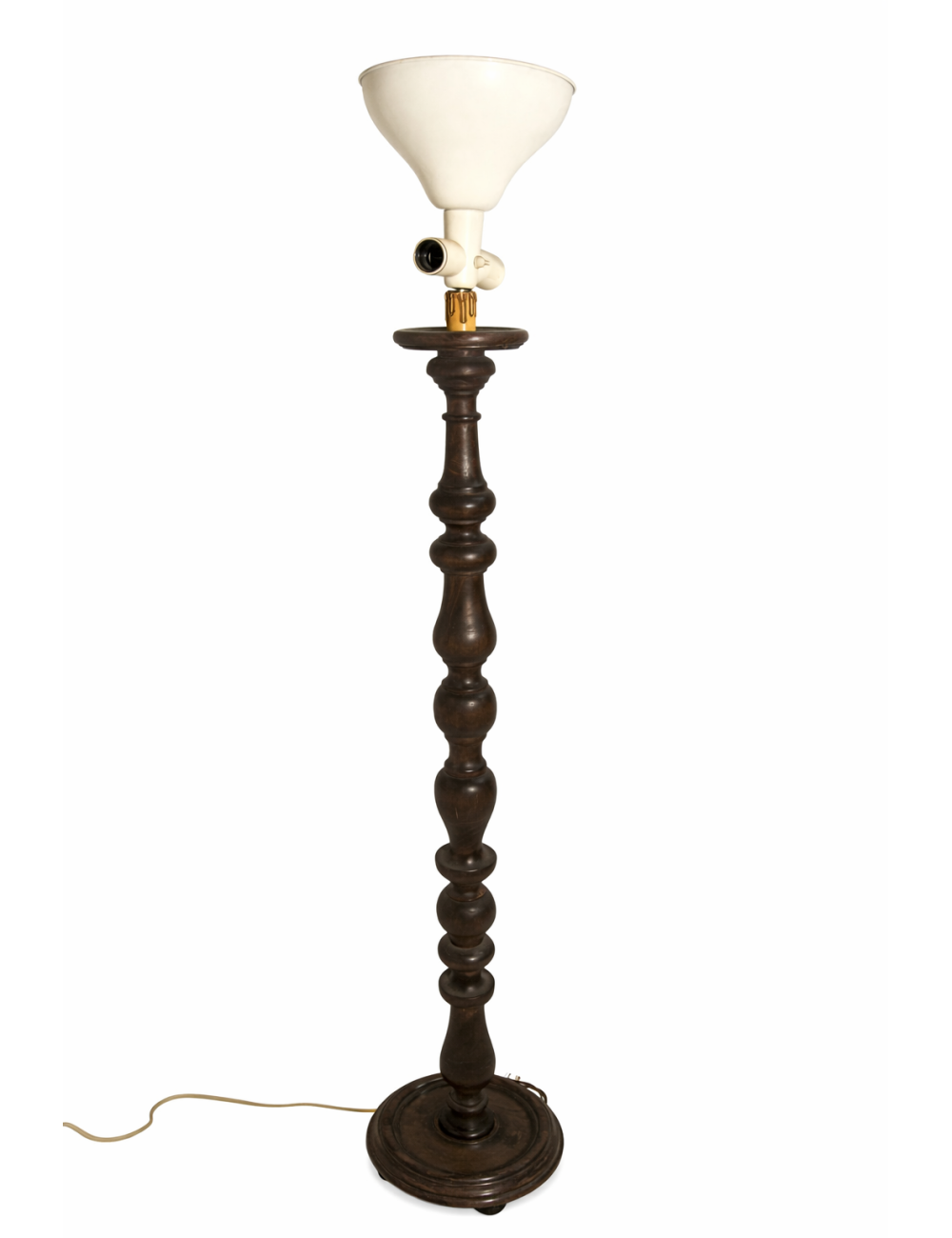 Lampada da terra in legno tornito