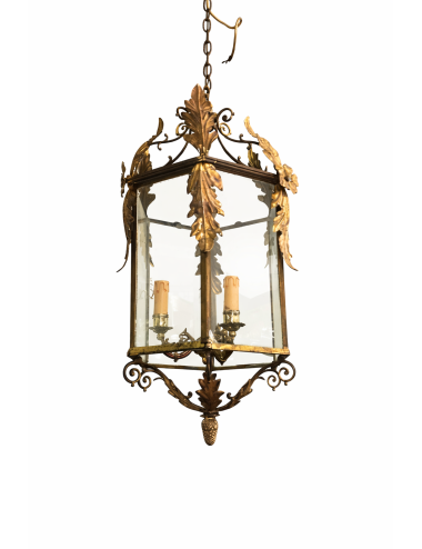 Crystal and wrought iron chandelier