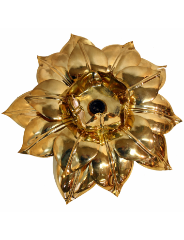 Lampada da soffitto in ottone a forma di grande fiore stilizzato