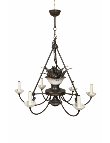 Modern pewter iron chandelier