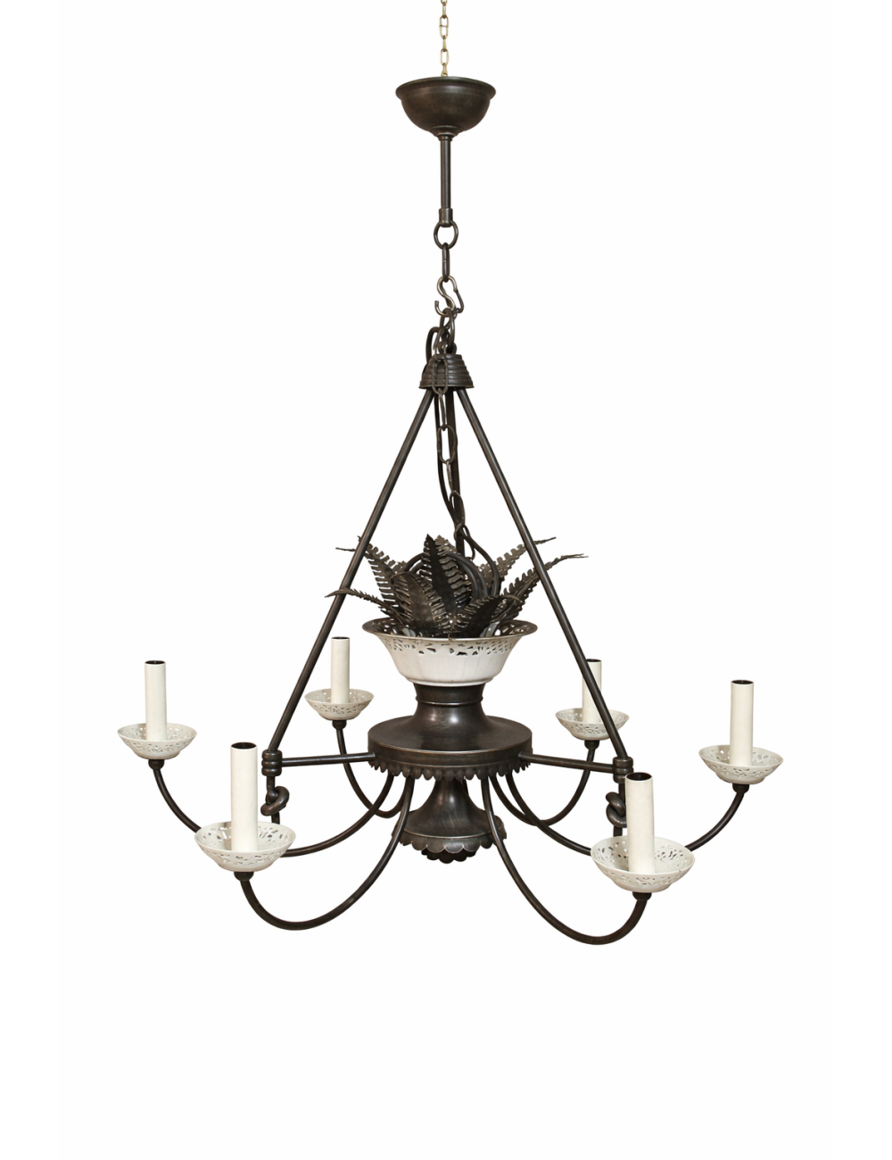 Modern pewter iron chandelier