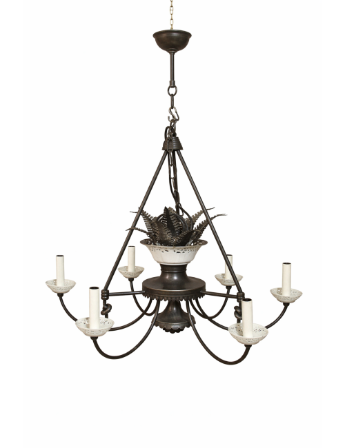 Modern pewter iron chandelier
