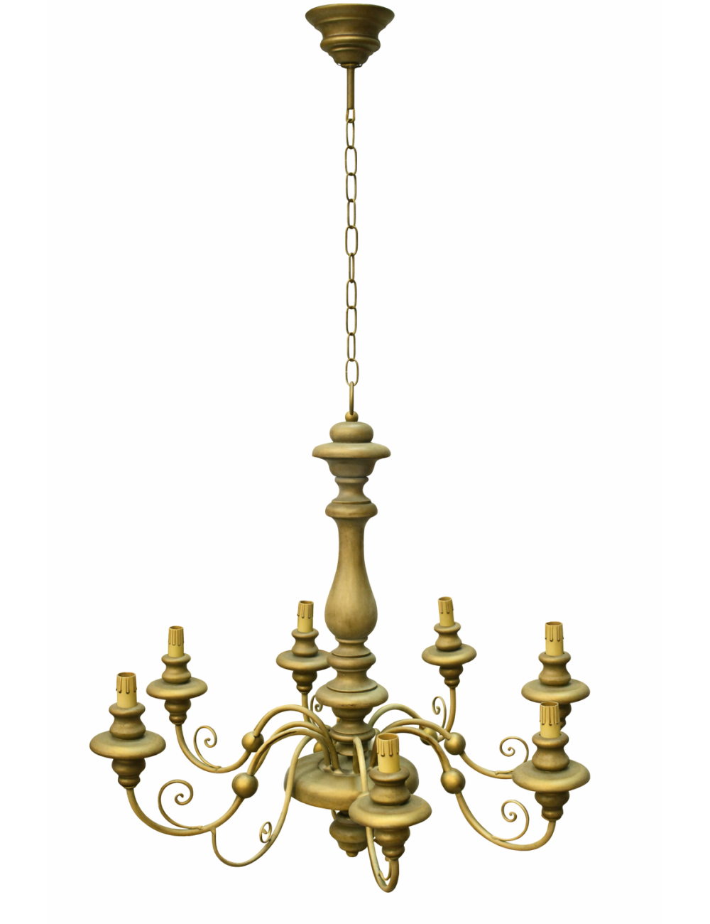 Modern 8-light golden wooden chandelier