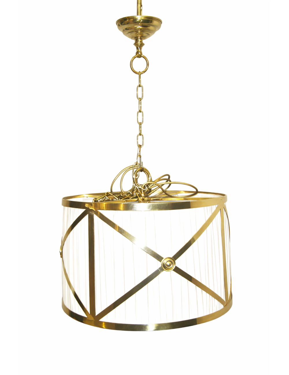 Lampada a sospensione dal design elegante e sobrio con struttura realizzata in ottone lucido