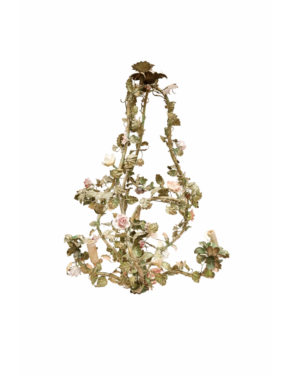 Chandelier with ceramic 'rose' flowers
