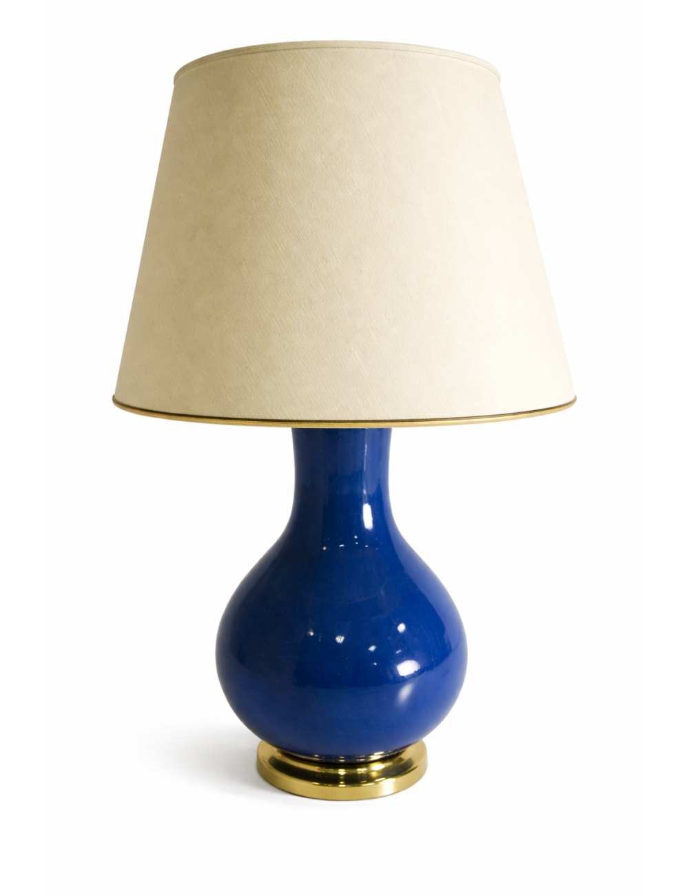 Lampada da tavolo con base in ceramica smaltata di colore blu