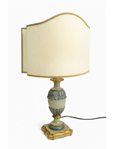 2 Wooden lamp base with modern lampshade