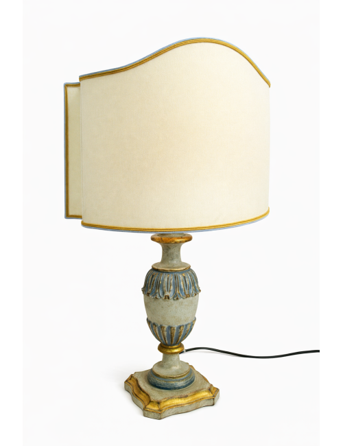 2 Wooden lamp base with modern lampshade