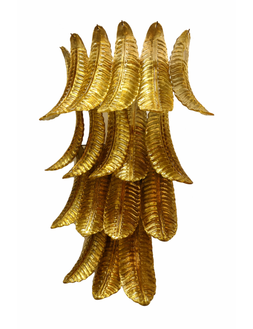 Pair of Murano leaf glass wall lights