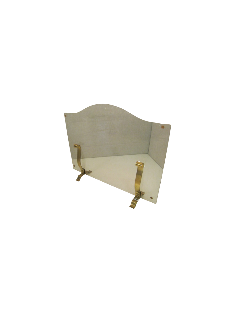 Parascintille da camino in vetro con supporti in ottone