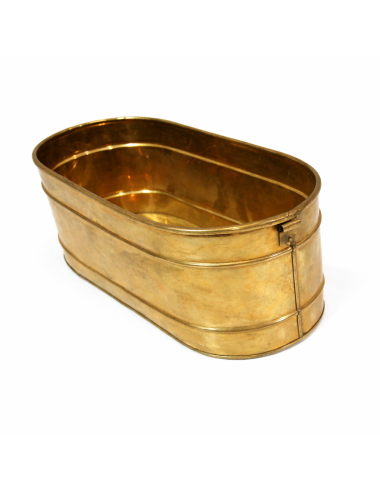 Fioriera ovale in ottone lucido