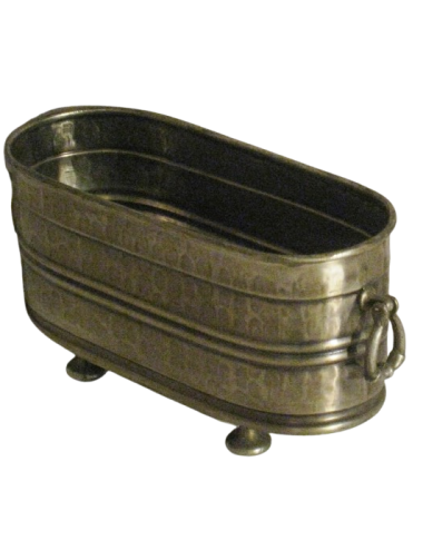 Fioriera ovale in ottone argentato
