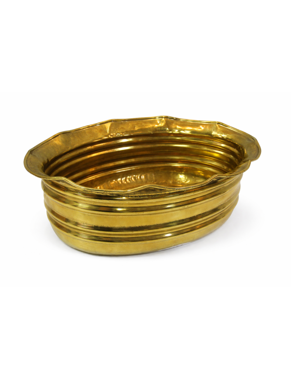 Fioriera ovale in ottone lucido