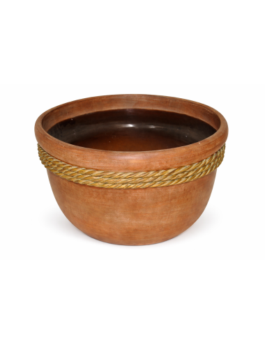 Vaso in terracotta dalla forma ampia e arrotondata, finitura color cotto naturale