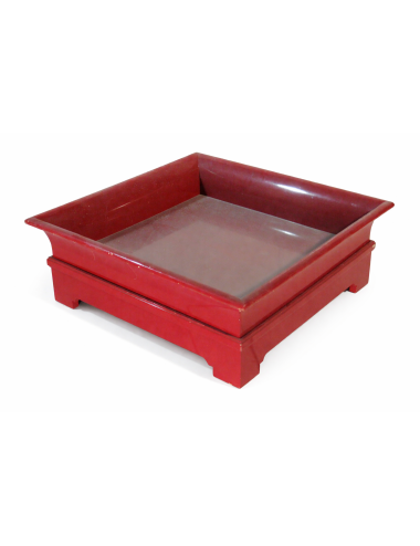 Portavaso quadrato laccato color rosso