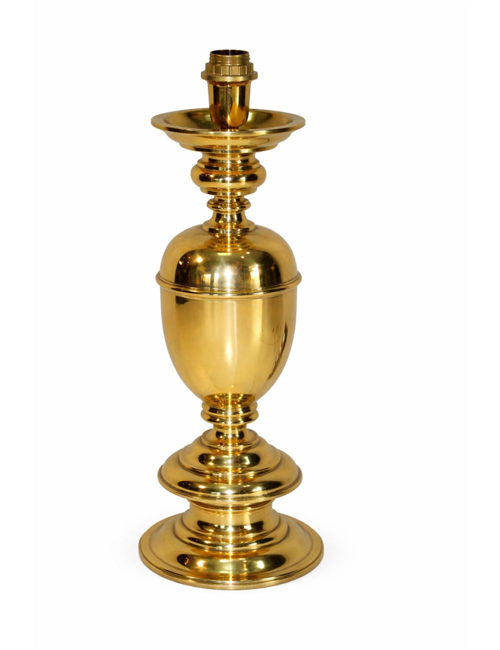 Lampada da tavolo dal design classico stile Luigi XII, in ottone lucido