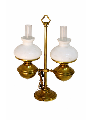 Modern two-light brass lamp