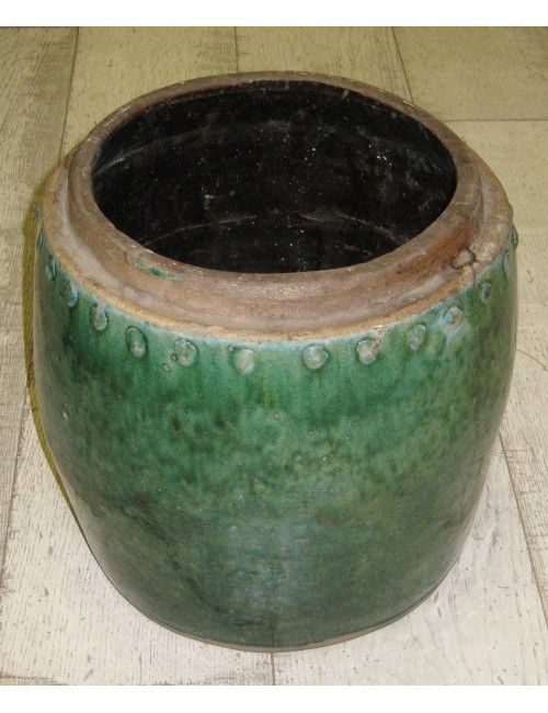 2 Green cachepots with lid
