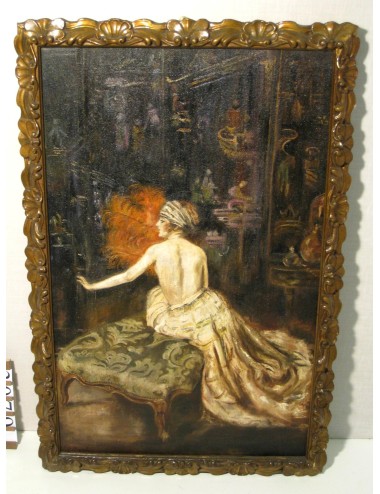 Quadro di donna bianca con firma illeggibile