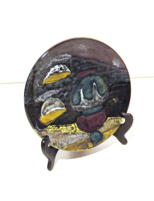 Piatto decorativo in ceramica smaltata artistica