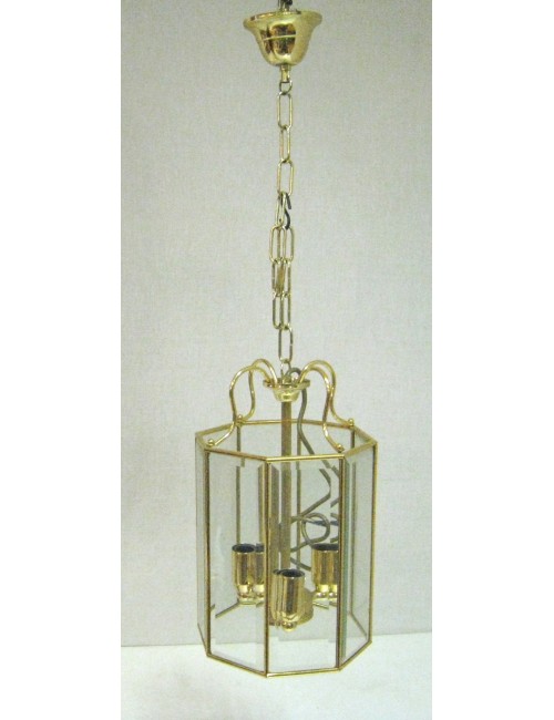 Lampadario moderno a lanterna in ottone