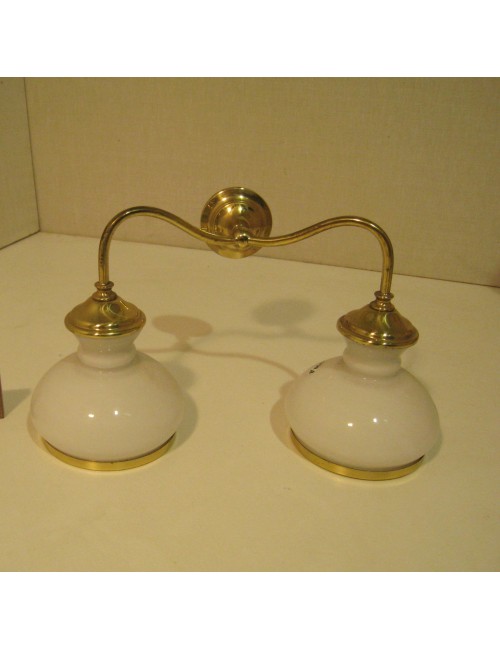 2 Brass wall sconces with opaline