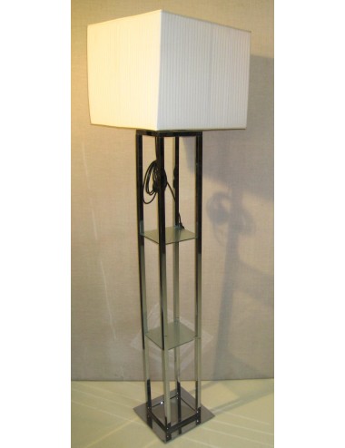 Chrome-plated pedestal with 3 modern shelves