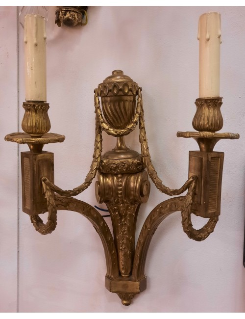 4 applique a 2 fiamme in ottone Luigi XVI