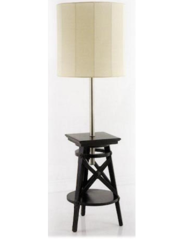 Wooden floor lamp with modern lampshade