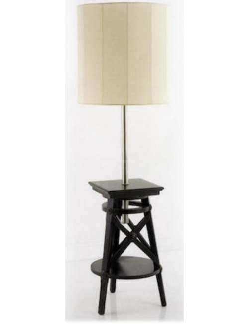 Wooden floor lamp with modern lampshade