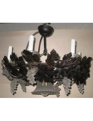 Iron/rust + modern crystal chandelier