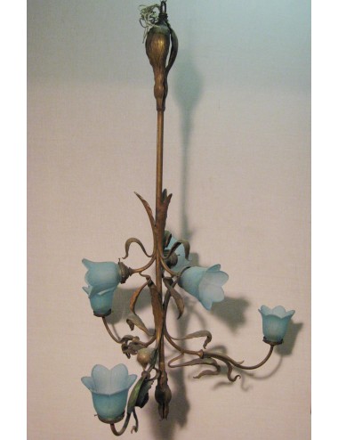 Lampadario in ottone Art Nouveau