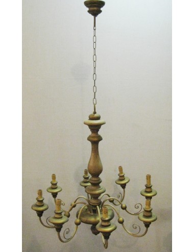 Modern 8-light golden wooden chandelier