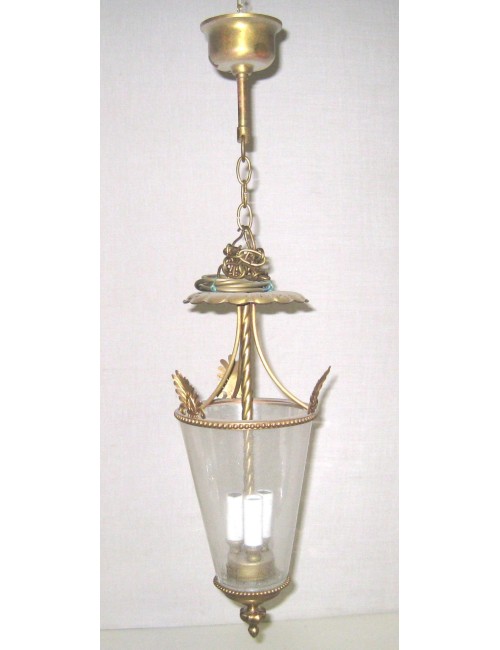 Lampadario moderno in ottone e cristallo