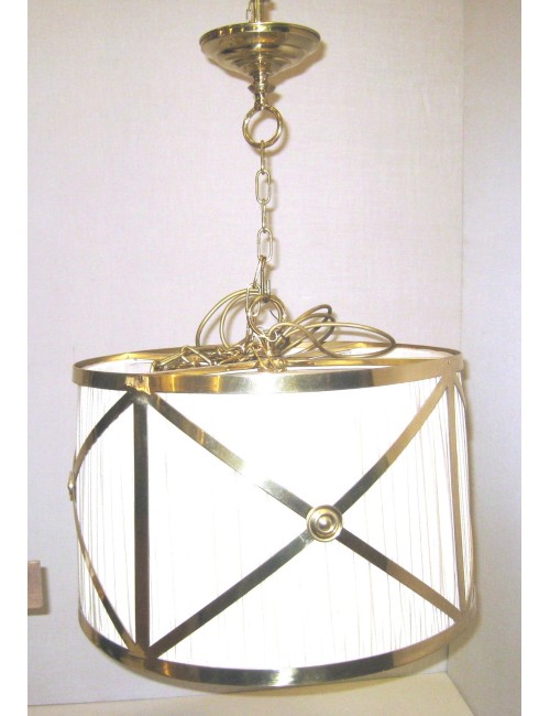 2 lampadari moderni in ottone e tela L92