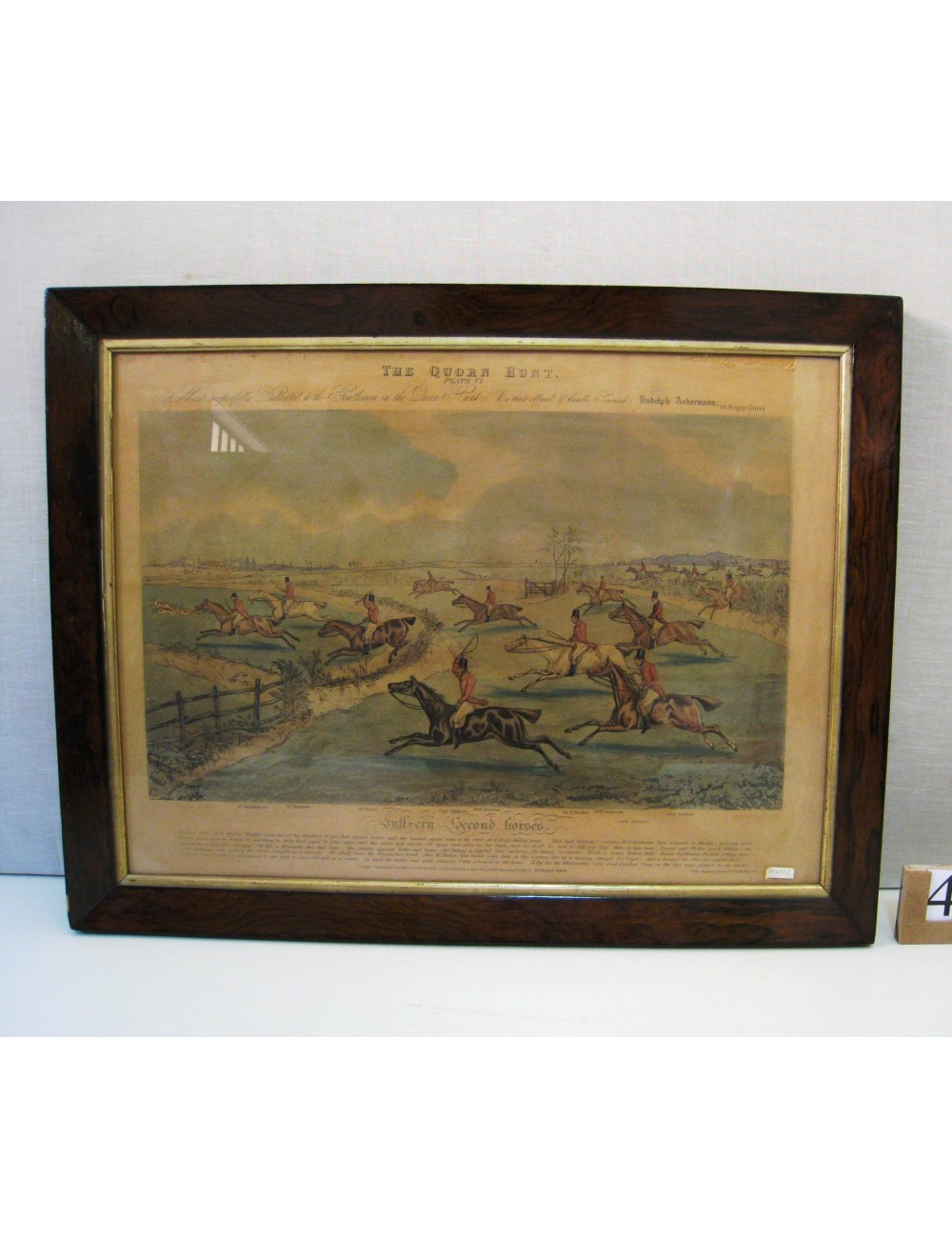 8 Hunting prints rosewood frame- (no. 8) 8 Hunting prints rosewood frame- (no. 8)