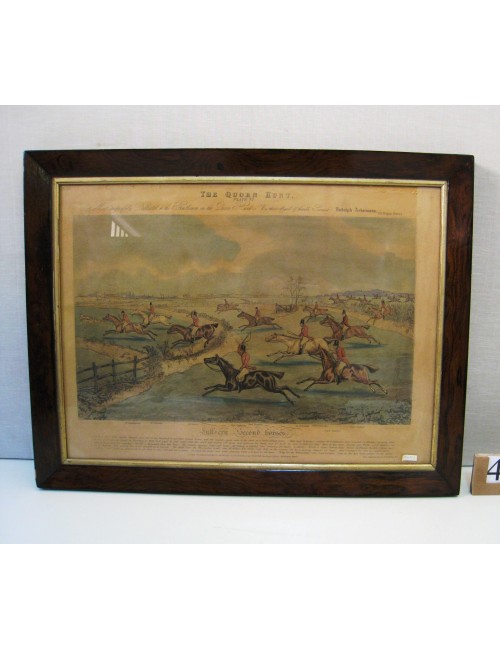 8 Hunting prints rosewood frame- (no. 8)