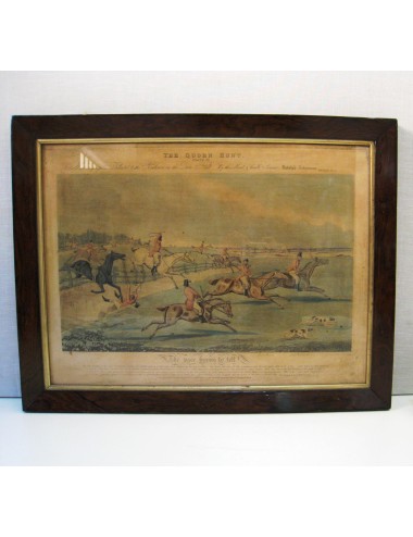 8 Hunting prints rosewood frame- (no. 8)